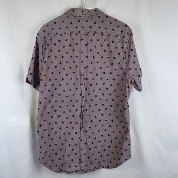 Ben Sherman Short Sleeve Oxford Shirt - Top Hat & Beanie Print, Port Royale Med - Picture 6 of 8